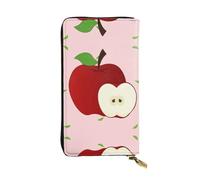 Cartoon Red Fruit Printed leather wallet, 7.5 x 4.1-inch long credit card holder, portable travel cash wallet