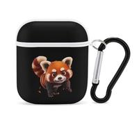 Cartoon Red Panda Earphone Case Cover Compatible with AirPods 1&2 Shockproof Bluetooth Headset Case White-style