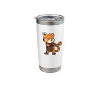 Cartoon red Panda Playing Flute Stainless Steel Insulated Tumbler