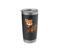 Cartoon red Panda Playing Flute Stainless Steel Insulated Tumbler