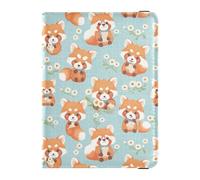 Cartoon Red Pandas with Daisy Leather Passport Holder for Travel Secure Hidden Passport Covers for Women Business Trip