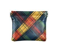 Cartoon Red Yellow Blue Check Plaid Women Leather Coin Purse Cute Organizing Pouches for Woman, cartoon red yellow blue check plaid, One Size, Print Art