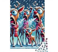 Cartoon Reindeer 1000 Piece Jigsaw Puzzle For Adults Challenging Game Stress Relief Puzzle Cultivate The Spirit of Teamwork For Adults Gifts 500pcs (52x38cm)