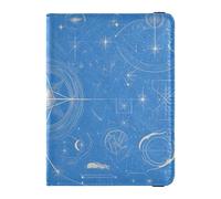 Cartoon Religion Moon Star Blue Leather passport book holder for travel Vaccine Card Holder Cover Combo Passport Cover with RFID Blocking for men Waterproof, cartoon Religion moon star blue, One Size