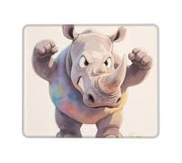 Cartoon Rhino Gaming Mouse Pad Anti-Slip Rubber Base Square Mouse Mat for Home Computer Mousepad 10 X 12 Inch