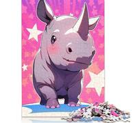 Cartoon Rhino Star Puzzle for Adults 500 Pieces Wooden Puzzles for Adults & Teenager Educational Game Challenge Toy 500pcs (52x38cm)