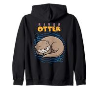 Cartoon River Otter Breed Sea Animal Lover Cute Otters Zip Hoodie