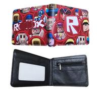 Cartoon Roblx Character PU Leather Wallet, Bifold Short Wallet with ID Window, Portable Compartments Purse, Coin & Card Holder, Travel Purse for Kids & Teens, Perfect for Birthdays, Holidays