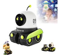 Cartoon Robot Car Projection Lamp, Cartoon Projector Lamp, Rechargeable Robot Night Light with Music, Universe Starry Sky Rotate LED Animal Holiday Room Decor, 21 Slides (Eight-tone Box Model)