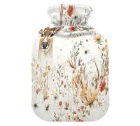 Cartoon Rock Deer White Water Bottle for hot Water with Soft Cover, 2L Warm Compress for Neck and Shoulder Pain Relief, Neck and Shoulder Pain Relief
