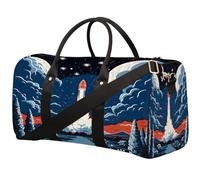 Cartoon Rocket Launch Foldable Travel Duffle Bag Waterproof Sports Gym Bag with Shoulder Straps