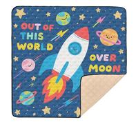 Cartoon Rocket Space Childlike Soft Thick Thick Play mat for Baby for Floor Water Resistant Foldable Tummy Time Activity Mat for Baby Kids Toddlers Infants, 50'' x 50''para juegos de