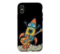 Cartoon Rocket with Cool Guitar for Rockets Lovers Case for iPhone X/XS