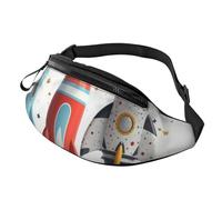 Cartoon Rockets Fanny Pack for Men Women, Waterproof Sports Waist Bag Fashion Belt Bag Crossbody Bags Hip Bum Bag with Adjustable Strap Large Sling Bag Purse for Travel Hiking