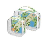 Cartoon Rockets Green Toiletry Bag largSA Approved Transparent Makeup Bag Travel Men’s Shaving kit