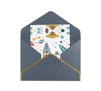 Cartoon Rockets Greetings Card Birthday Card Happy Christmas Halloween Envelopes Blank Cards All Occasions