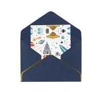 Cartoon Rockets Greetings Card Birthday Card Happy Christmas Halloween Envelopes Blank Cards All Occasions