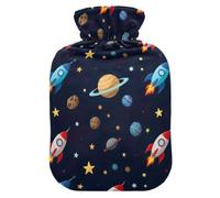 Cartoon Rockets Hot Water Bottles with Soft Cover Feet Warmer with Soft Cover Hot Water Bag for Foot Bed Warmer Pain Relief