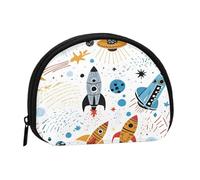 Cartoon Rockets Minis Storage Bag Shell Wallet Small Coin Purse with Minis with Zipper Change Purse for Coin Keys You Can Also Store Any Small Objects You Want