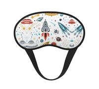 Cartoon Rockets Print Blindfold Sleep Mask, 100% Block Light Eye Sleep Shade Cover Eye Masks with Adjustable Strap