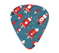 Cartoon Rockets Print Guitar Pick,12 Pack,Includes Thin,Medium,Heavy Gauges,Suitable for guitar,ukulele