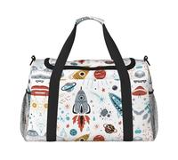 Cartoon Rockets Print Hand Travel Bag Ideal for Long-Distance Travel and Daily Use