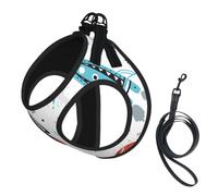 Cartoon Rockets Print Reflective No Choke Pet Vest Harness,Adjustable Soft Padded Dog Harness With Easy Control Handle