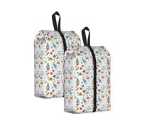 Cartoon Rockets Print Travel Shoe Storage Bag Unisex Organizer Pouch Lightweight Portable Vacation