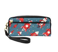 Cartoon Rockets Print Women Makeup Bag Cosmetic Pouch Stationery Pencil Case Toiletry Travel Companion