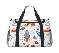 Cartoon Rockets Printed Travel Duffel Bag, Large Capacity Hand Luggage Foldable Carry On Bag for Flight Travel Sports