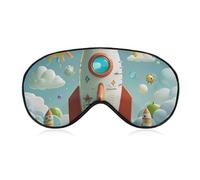 Cartoon Rockets Sleep Mask Comfort Travel Eye Masks with Adjustable Elastic Strap Soft Funny Block Light Sleep Eye Cover for Side Sleeper for Nap Men Women Gift