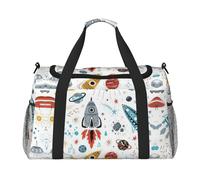 Cartoon Rockets Travel Duffel Bag Large Foldable Waterproof Overnight Bag Beach Swim Bags Pool Sports Gym
