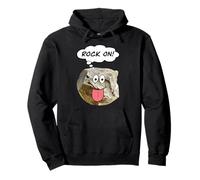 Cartoon Rockhound Design with “Rock On!” Thought Bubble Pullover Hoodie