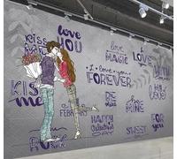 Cartoon Romantic Love Couples Patterns 3D Wallpaper Easy Install Feature Office Living Room Sofa Bedroom TV Background Wall Decoration-200cm×140cm