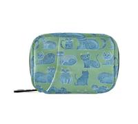 Cartoon Russian Bluecats Green aid bag with Detachable Compartments convenient medication travel case