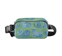 Cartoon Russian Bluecats Green Fashion Waist Bag Fanny Pack for Women Men Teens Multipurpose Running Belt Bag Waist Pack with Adjustable Strap for Shopping Sports Work