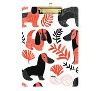 Cartoon Salmon Black Dog Acrylic Non Slip clipboard Standard Letter A4 Size Waterproof for Classroom Supplies for Teachers Elementary Gold 12x9in Tabla para escribir con Clip