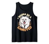 Cartoon Sammie Plush Pet Dog Breed I Wanna be a Samoyed Tank Top