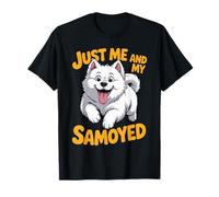 Cartoon Sammie White Plush Dog Breed Just me and My Samoyed T-Shirt