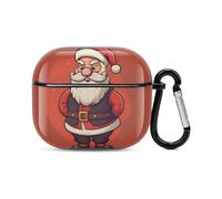 Cartoon Santa Claus Bluetooth Earbuds Case Cover Full Body Shockproof Protection Hard Case Support Wireless Charging with Keychain Personalized Gift for AirPods 3