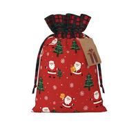 Cartoon Santa Claus Christmas Tree Christmas Burlap Gift Bags With Drawstring And Tags - Tiny Small Gift Bags For Xmas Candy And Christmas Supplies, Christmas Drawstring Gift Bags 8.3×11.8in