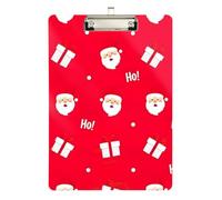 Cartoon Santa Claus Faces Acrylic Clipboards Writing Board A4 Standard Size Clip Boards with Low Profile Metal Clip for Students, Women, Man
