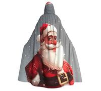 Cartoon Santa Claus print Unisex Medieval Viking Hooded Cape Cloak for Halloween Cosplay, Christmas Party Costume Outfits