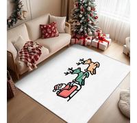 Cartoon Santa Claus Rugs Living Room Large 120x170, Christmas Moose Area Rugs for Bedroom, Non Slip Low Pile Soft Flannel Carpet, Bedroom Accessories Christmas Decorations H-33