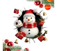 Cartoon Santa Claus Wall Sticker With A Broken Walls, Christmas Wall Stickers, Removable Cartoon Stickers With Cute Reindeer, Door Sticker "Breakthrough Santa Reindeer"