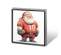 Cartoon Santa Claus Wearing A Football Uniform Unisex Brooches & Pins Square Lightweight Lapel Badge Jewelry for Clothing Shawl Hat