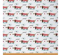 Cartoon Sausage Dog Outdoor Fabric by The Yard Kawaii Dachshund Pet Upholstery Fabric for Chairs Lines Puppy Dog Fabric for Home DIY Projects 1 Yard (L92*W150cm) Colorful Red