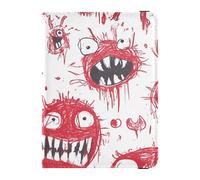 Cartoon Scary Monster Red and White Leather Passport and Vaccine Card Holder Combo for travel Wallet Combo Passport Cover Holder Wallet Case for women Ultra Slim, cartoon scary Monster Red and White