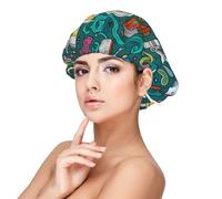 Cartoon Science Theme,Adult's Satin Sleeping Cap - Women's Elastic Sleep Bonnet, Adjustable Overnight Hair Cover