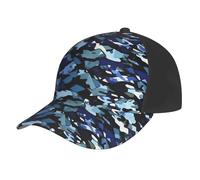 Cartoon Science Theme Baseball Cap Adjustable Size for Running Workouts and Outdoor Activities All Seasons, Blue Camouflage Print, One Size